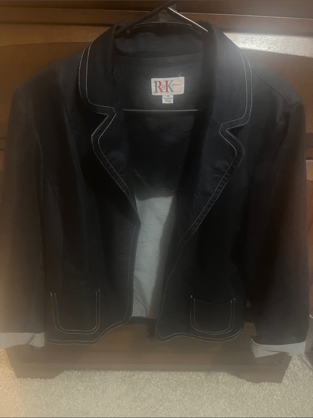 R&K Black Blazer with White Contrast Stitching